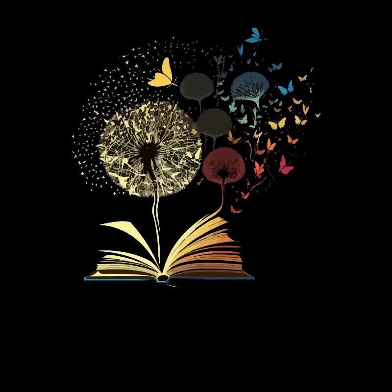 Dandelion Books Lover Flower Librarian Reading