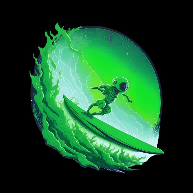 Galactic Green Alien Surfer