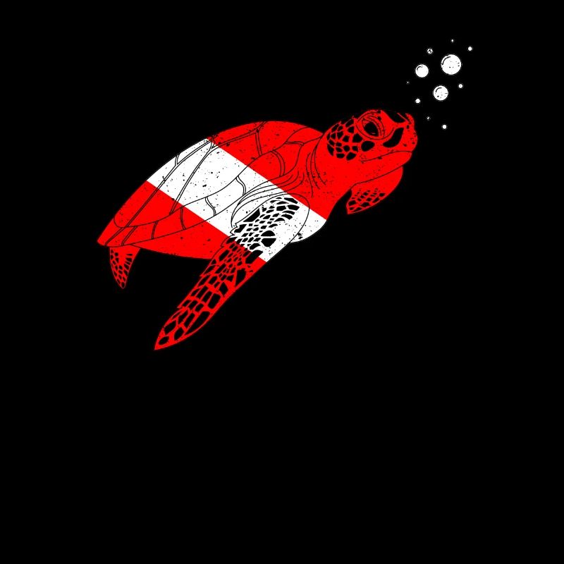 Sea Turtle Diving Flag Diving Lovers