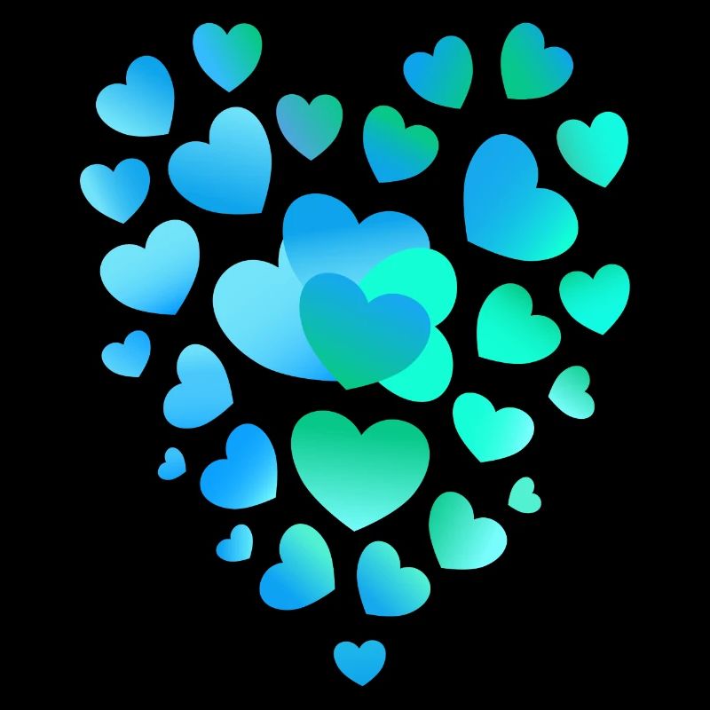 blue hearts, many hearts