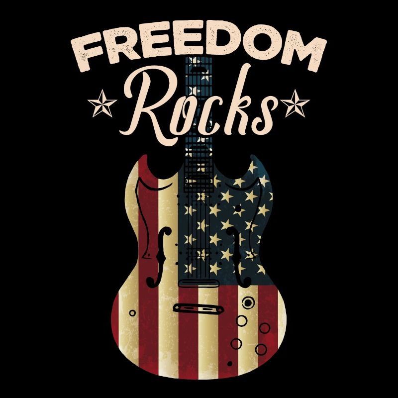 American Flag 4th July Guitar
