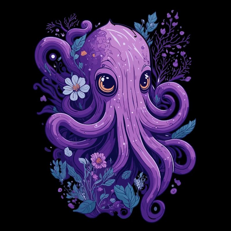Squid Octopus Flowers Floral