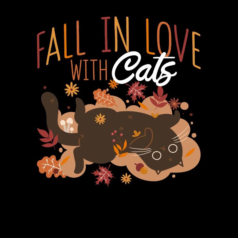 Fall In Love With Cats Maple Leaf Cat Lover Hello