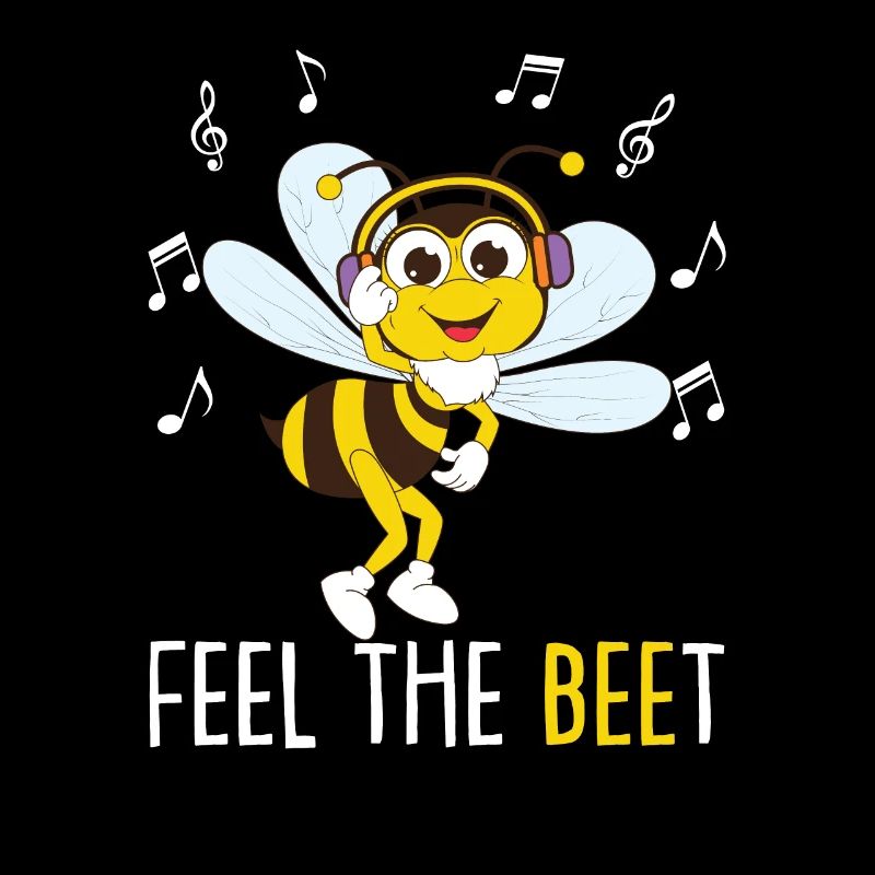 Bee With Headphone Design Hobeybee