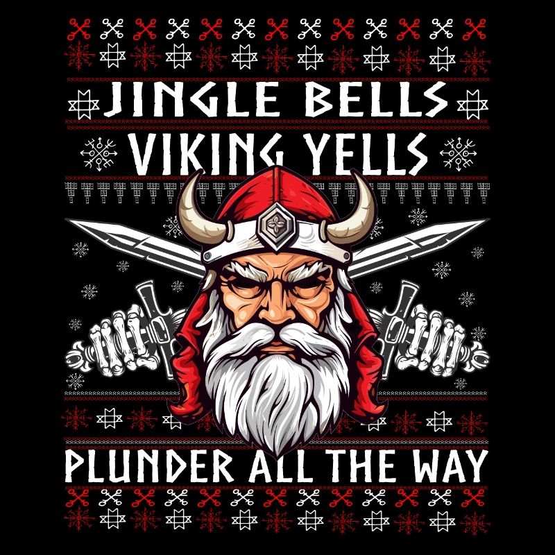 Lustige Jingle Bells Wikinger Weihnachten Hässlicher Pullover