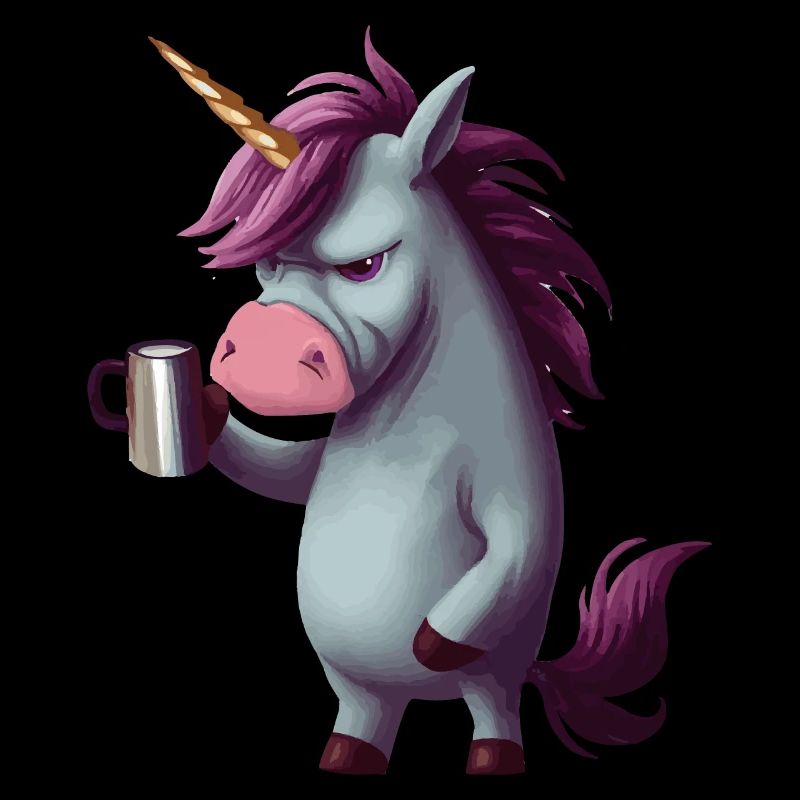 Einhorn mit Kaffeetasse