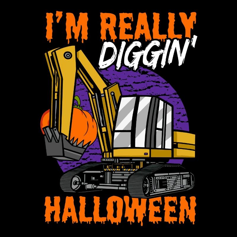 I'm Really Diggin Halloween Excavator Pumpkin