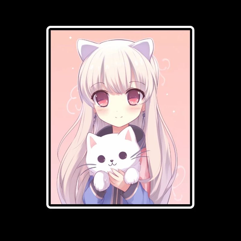 Kawaii Mädchen Anime Manga Mädchen Katze