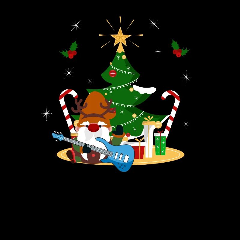 Guitariste Basse Gnome Funny Christmas Tree