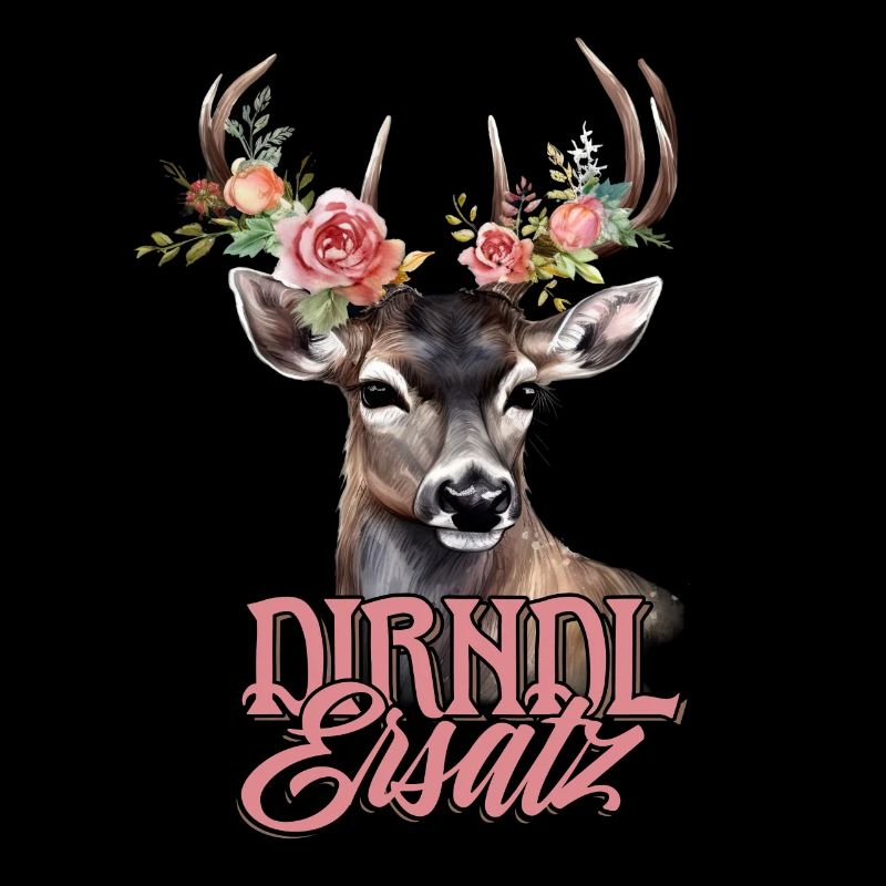 Dirndl Ersatz Hirsch Hirschgeweih Rosen