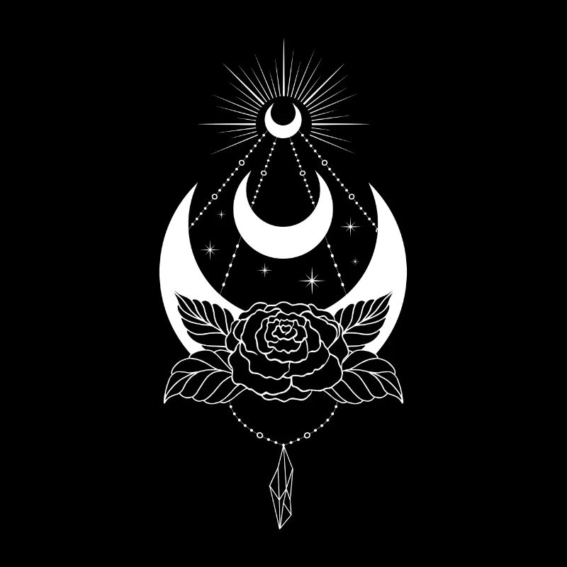 Mystical Wicca Crescent Design: Nature's Magic