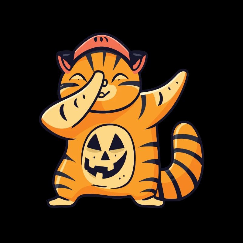 Cat Halloween Dabbing Cat Pumpkin Halloween