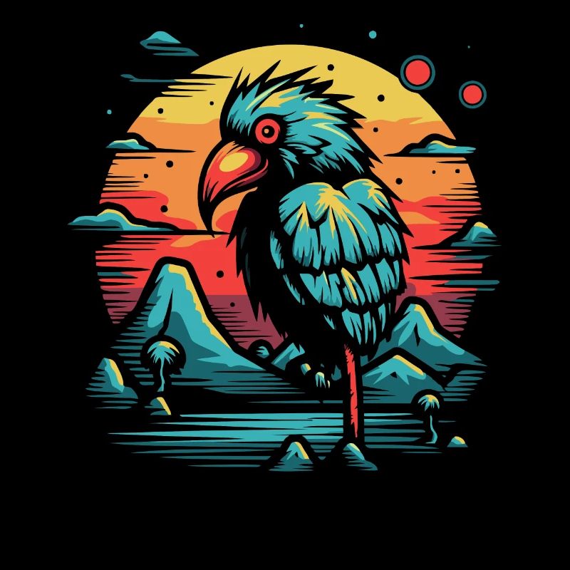 Ein seltsamer Vogel auf einer Insel