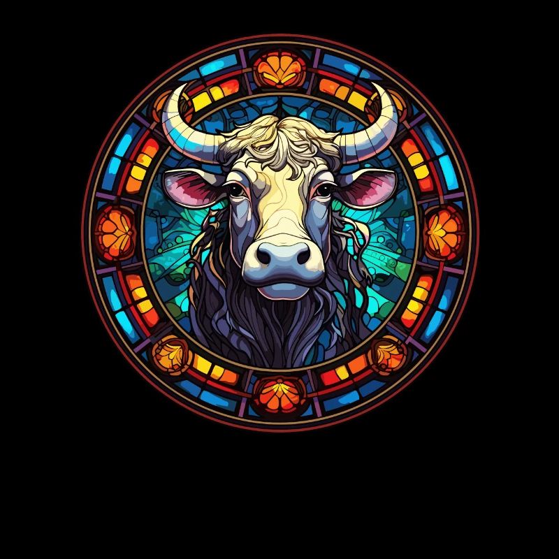 Conception de vitraux - Vache en vitrail Patter