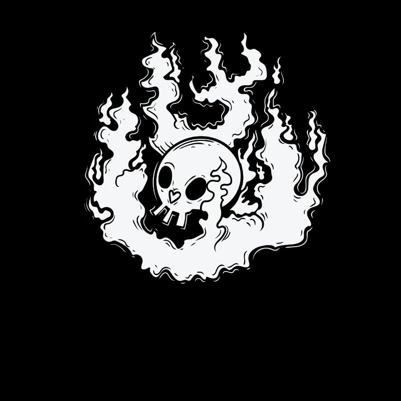 Burning Bone Skull Gothic Styl