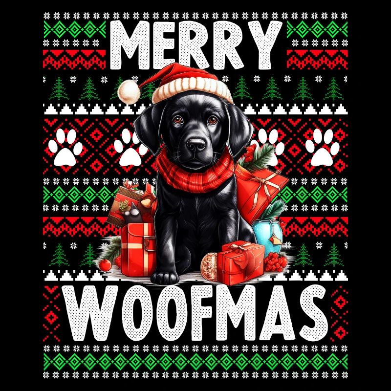 Schwarzer Labrador Hund Lustige Weihnachten Hässlicher Pullover