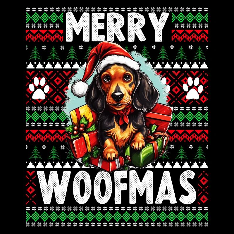Drôle de design de Noël de chien teckel - Merry Woofm