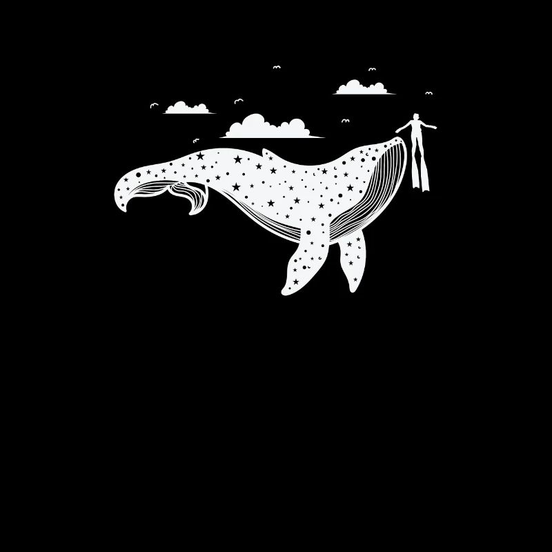 Pattern on whale with diver