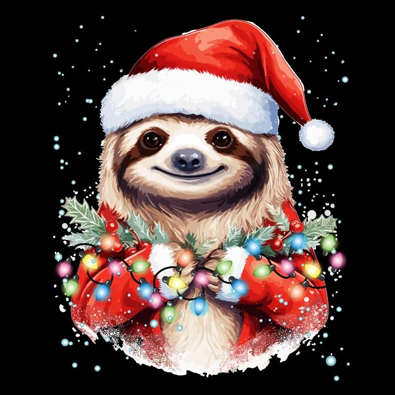 Sloth Christmas Art, Cute and Funny Sloth