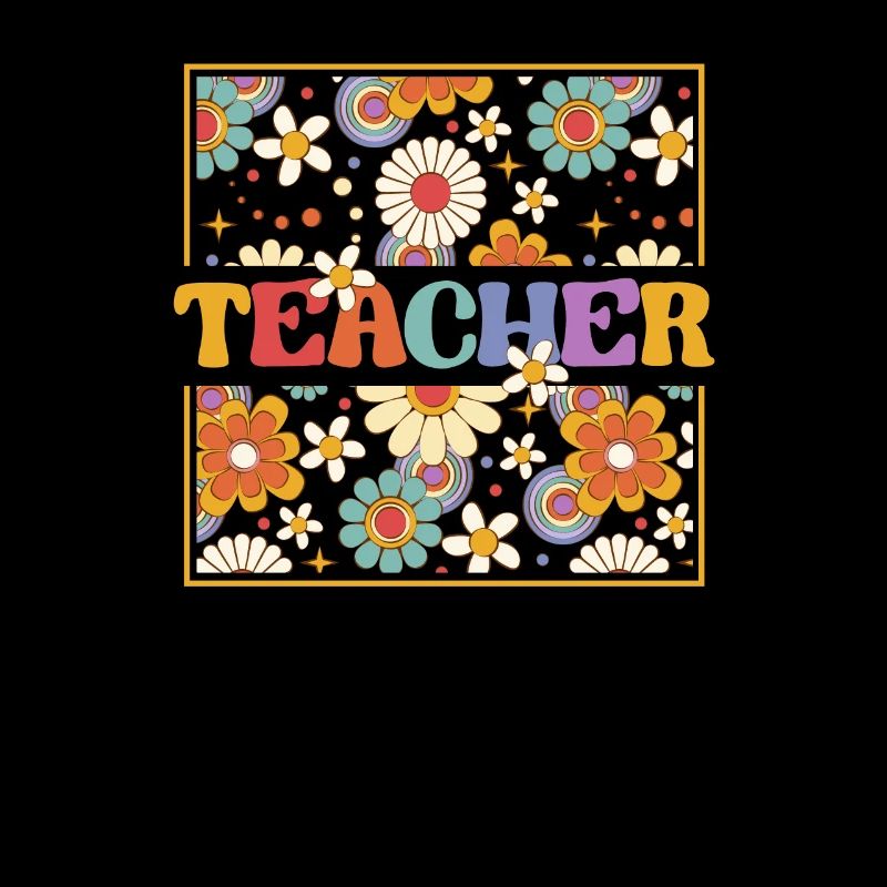 Lehrer Retro Groovy Hippies 100. Tag der Schule
