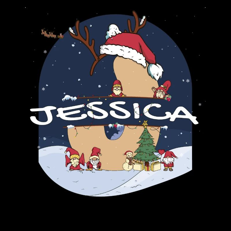 Génial Jessica nom w chapeau de père Noël dans le thème de Noël