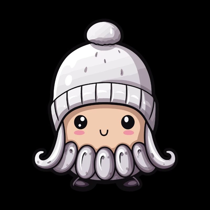 Oktopus Winter Krake Comic Niedlich