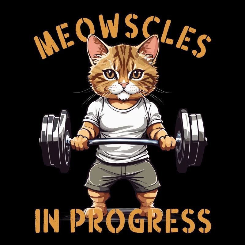 Cat Bodybuilder "Meowscles in progress" Saying