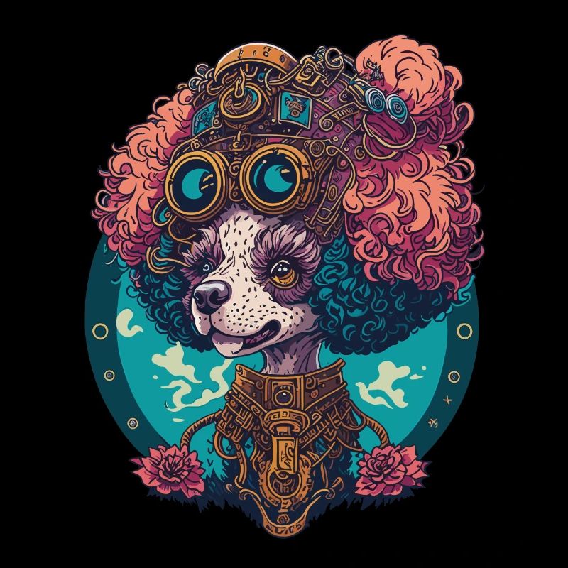 Steampunk caniche esthétique chien Design