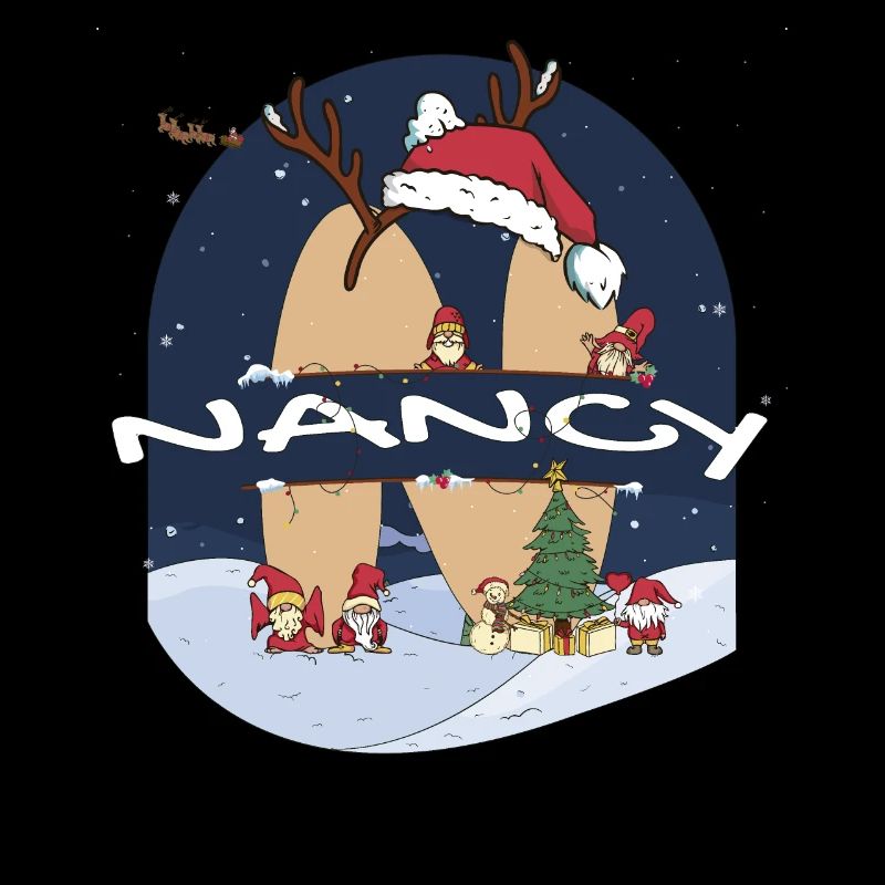 Génial Nancy nom w chapeau de père Noël dans le thème de Noël