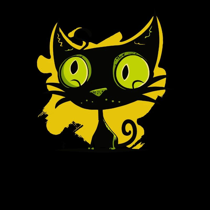 Modern Art: Black and Green Cat