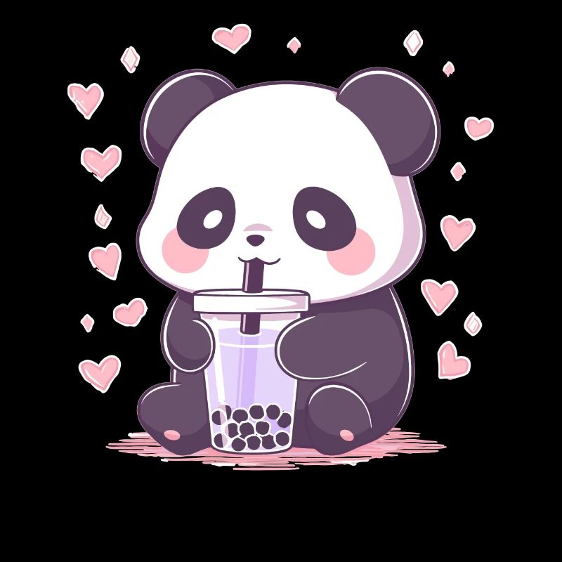 Kawaii Panda boit Boba Bubble Tea Chibi