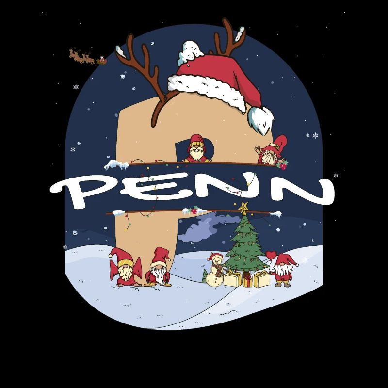 Awesome Penn Name w Santa Hat in Xmas Theme