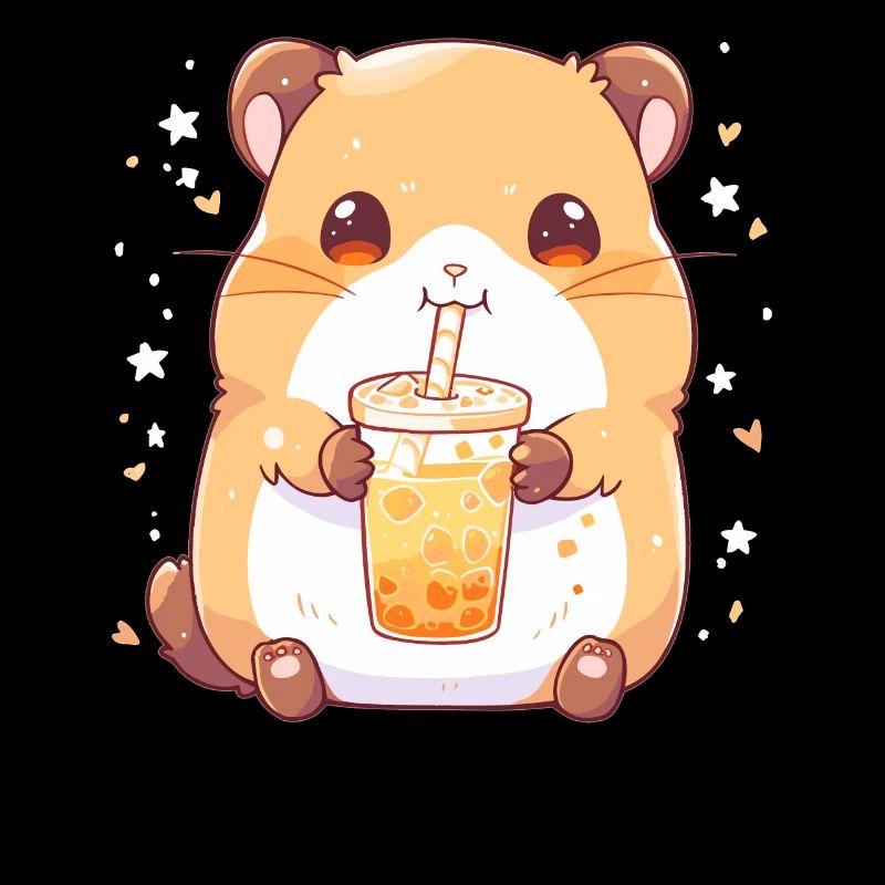 Kawaii Hamster trinkt Boba Bubble Tea Chibi