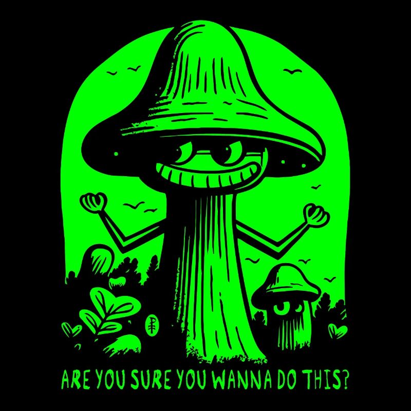 Es-tu sûr? Champignons de dessin animé drôles et peu sûrs d’eux
