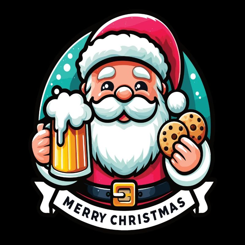 Père Noël avec bières et biscuits