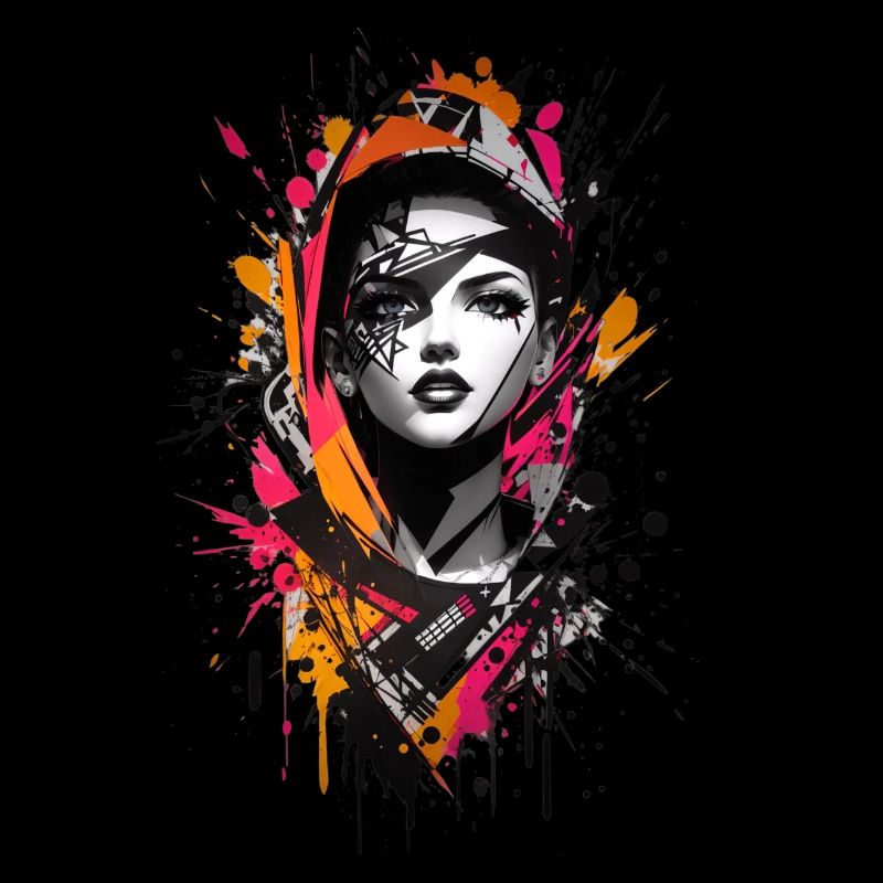 Abstrakte Bunte Junge Frau Graffiti Kunst