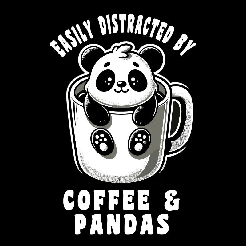 Pandas et café Facilement distrait Coffee Panda