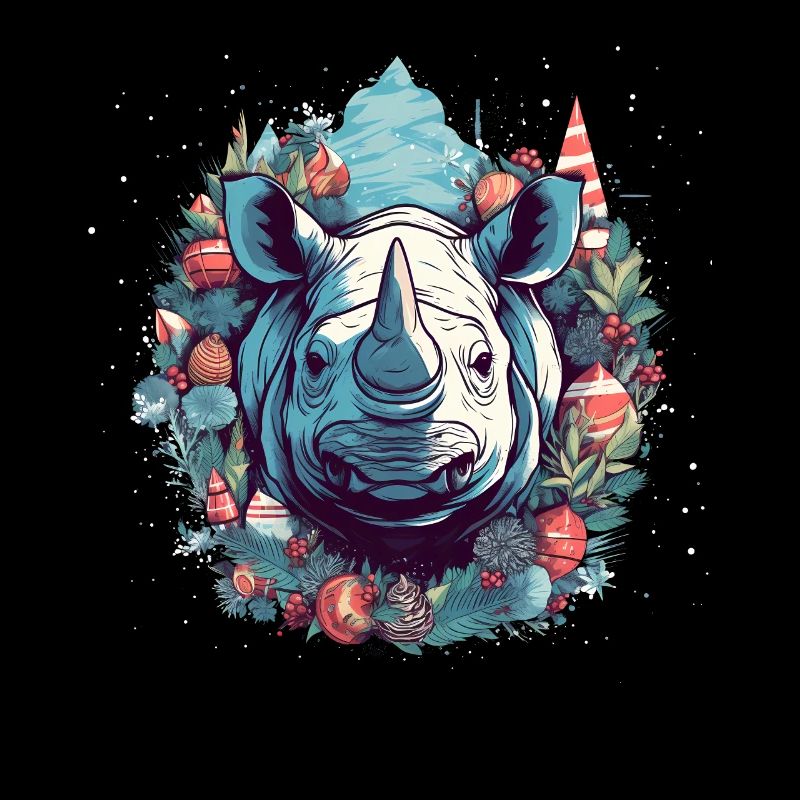 Rhino mit Xmas Elements, Love Rhinos