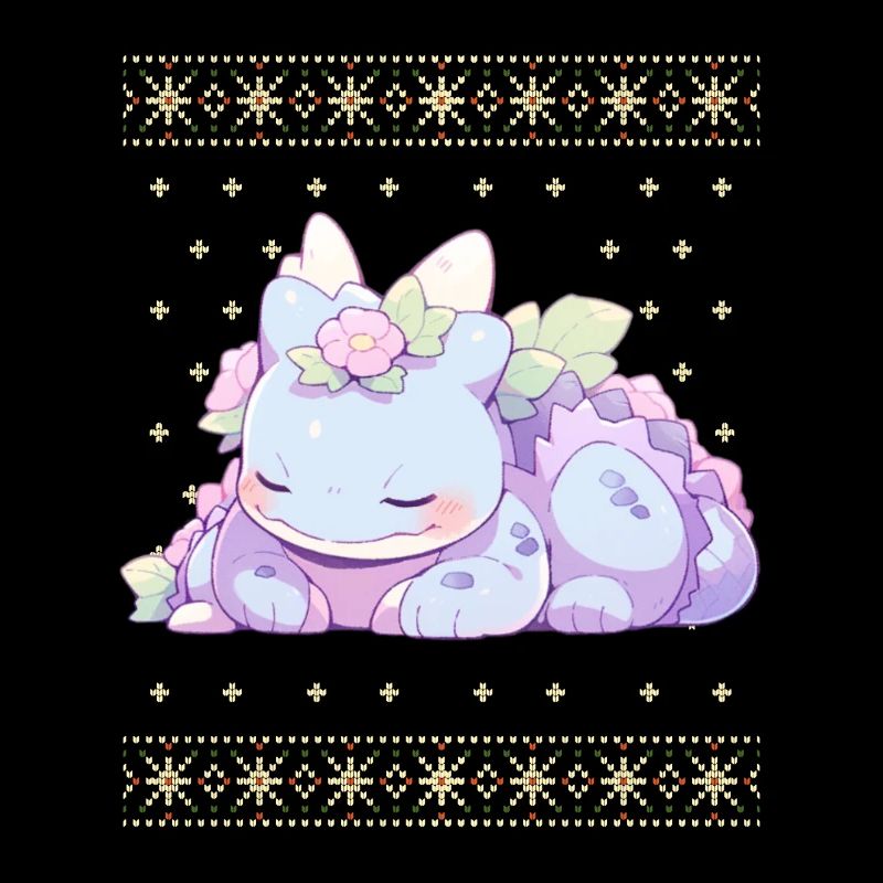 Dragon kawaii dans le style pull de Noël moche