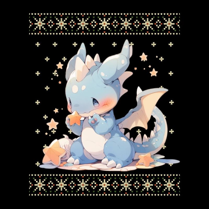 Dragon kawaii dans le style pull de Noël moche