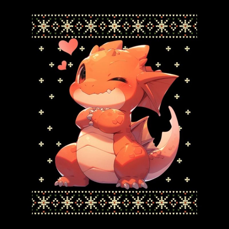 Dragon kawaii dans le style pull de Noël moche