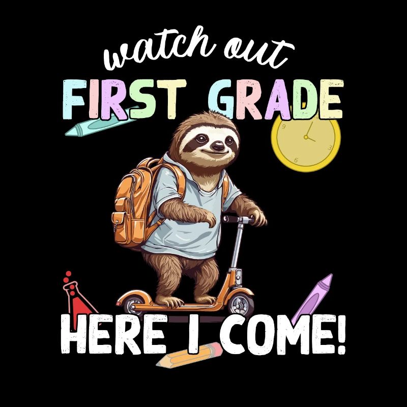 Faultier Schulanfang mit Roller Lustiger Spruch