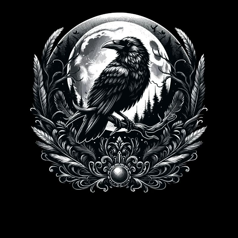 Mystical Raven and Moon: Gothic Elegance
