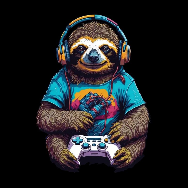 Retro Controller Gaming Sloth Nerd Design