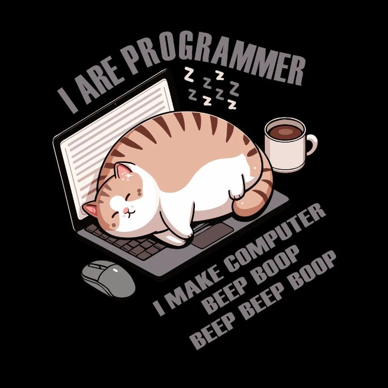 I are programmer, fat sleeping cat