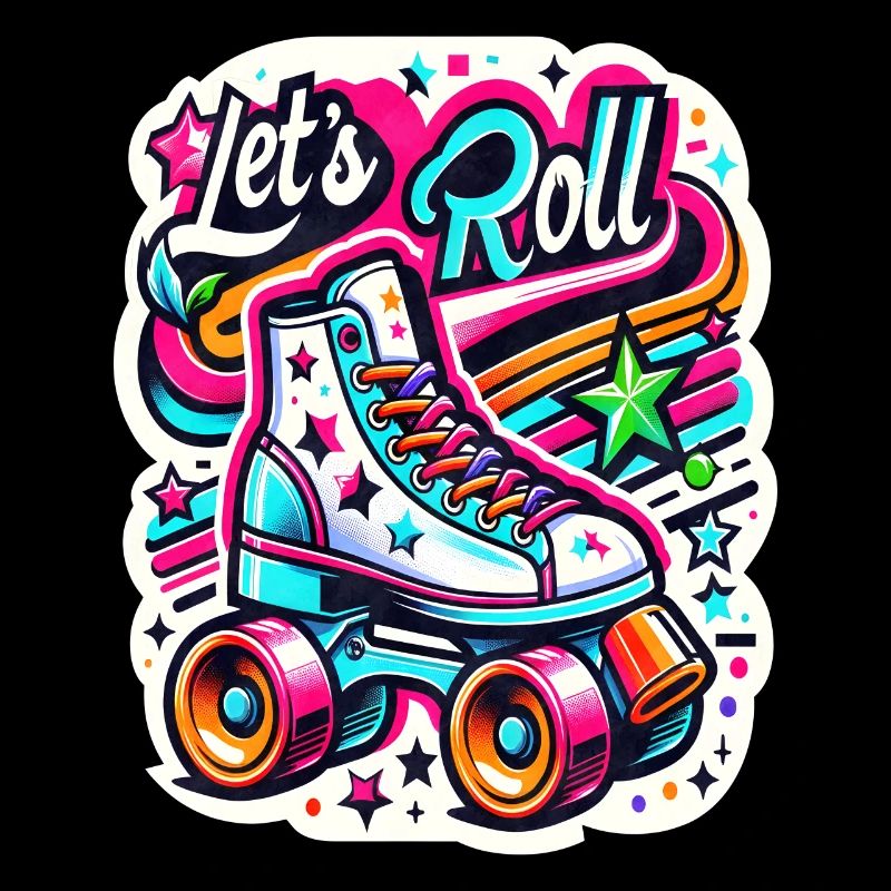 Let's Roll Roller Skates Vintage Retro