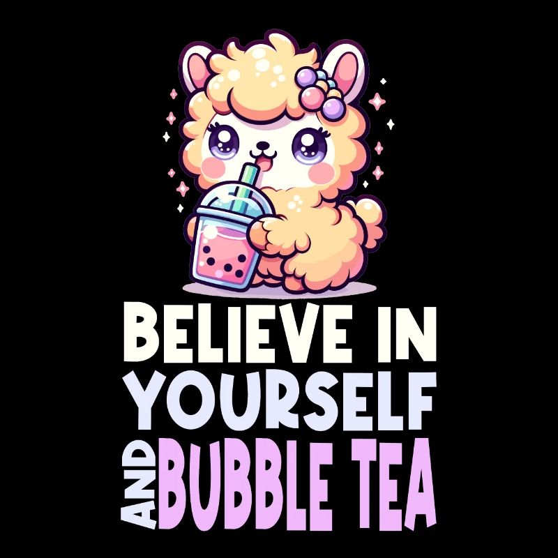 Kawaii Llama Bubble Tea Boba Asian Inspired Design