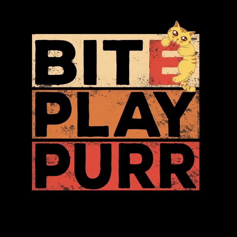 Bite, Play, Purr biting cute Kitty Design