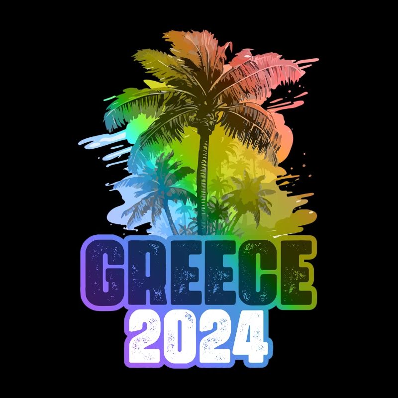 Greece 2024 Holiday Palm Trees Multicolored
