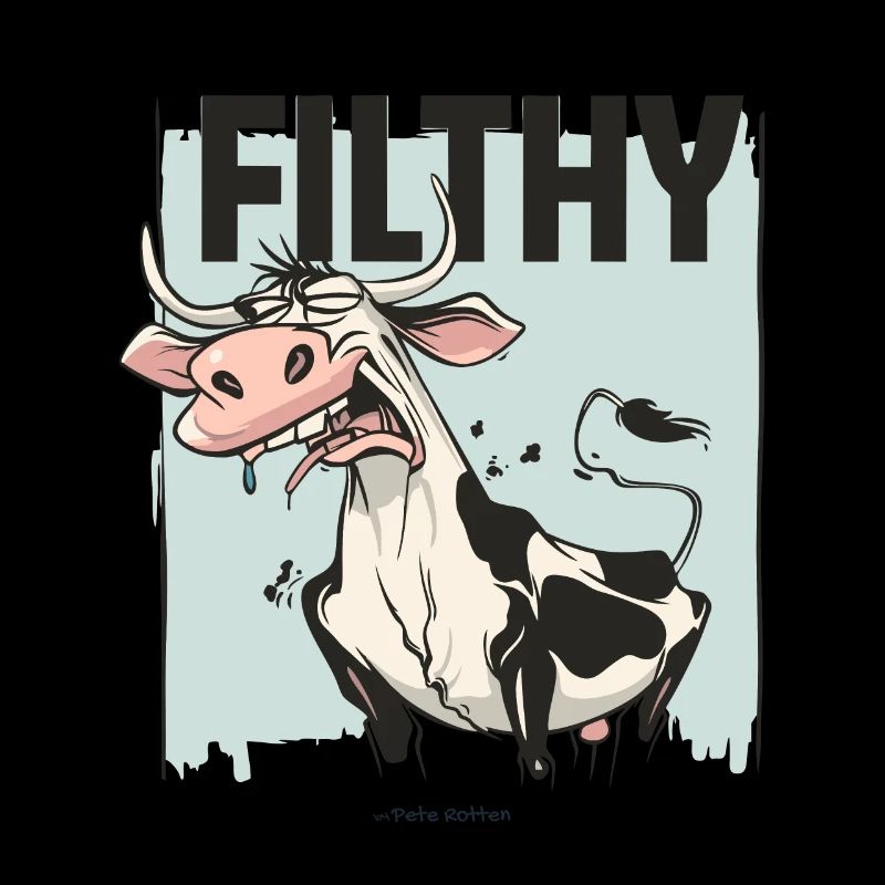 Disgusted cow, dirty and grubby
